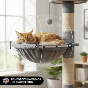 A cross-section of a reinforced cat hammock designed to support the weight of a 10kg cat without sagging.