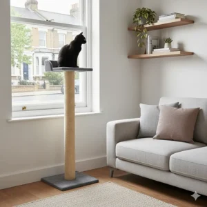 A compact and affordable cat scratching post ideal for small UK flats and apartments.