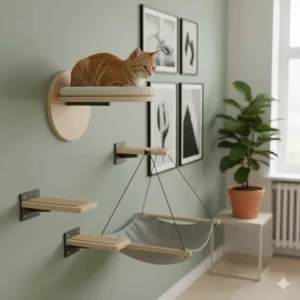Scandi-style cat wall furniture that blends seamlessly with contemporary UK home interior design.