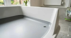 Close-up of smooth, easy-clean plastic finish on a litter tray.
