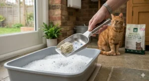 Illustration demonstrating how silica gel crystals lock away unpleasant odours, keeping the home smelling fresh.