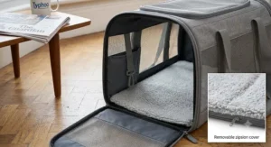 The interior of the carrier featuring a removable, soft-padded zipsion cover base.