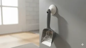 Hygienic wall-mounted storage holder for keeping your cat litter scoop tidy.