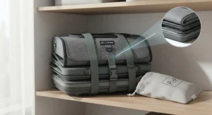 An illustration showing the cat car seat carrier folded flat, demonstrating its space-saving storage design.
