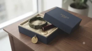 An elegant designer cat collar presented inside a premium branded gift box, making it a perfect present for UK cat lovers.