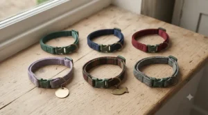 A selection of breakaway cat collars in various colours and patterns.