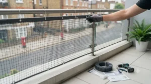 Secure balcony safety netting included in a top cat-proofing kit under £50 for flat balconies.