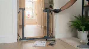 Fitting an affordable pet barrier door guard from a top cat-proofing kit under £50.