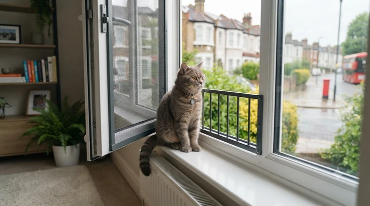 Complete top cat-proofing kit under £50 installed on a UK home window to keep pets safe. top cat proofing kit under £50