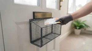 Fitted front door letterbox guard from a top cat-proofing kit under £50.