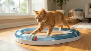 Promoting physical exercise for cats with a ball track toy vs food puzzle toy layout