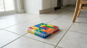 An interactive treat dispensing cat toy puzzle designed to slow down feeding time.